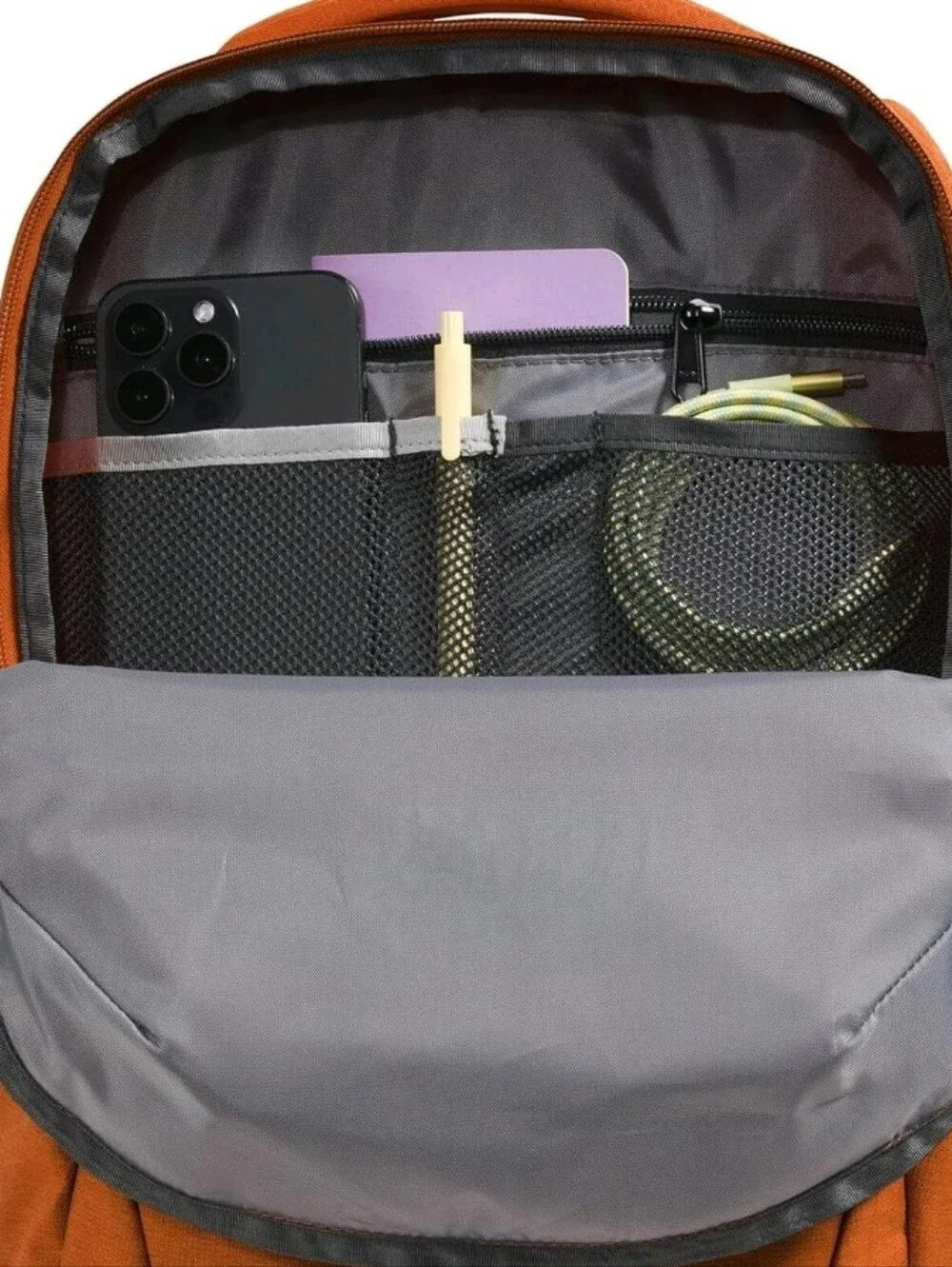 The North Face Jester Backpack- Iron Bronze Dark Heather/Papaya